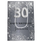 30th birthday silverグリッター名台本 ミディアムペーパーバッグ (裏面)