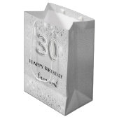 30th birthday silverグリッター名 ミディアムペーパーバッグ (正面アングル)