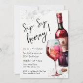 30th Birthday Sip Sip Hooray Wine Invitation 招待状 (正面)