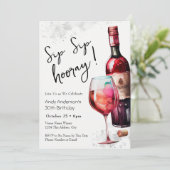 30th Birthday Sip Sip Hooray Wine Invitation 招待状 (スタンド正面)