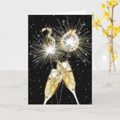 30th Birthday Sparklers and Champagne Toast カード (黄色い花)
