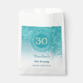 30th Birthday | Sparkling Teal Blue Gold Glitter フェイバーバッグ (正面)