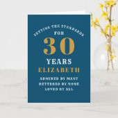 30th Birthday Standards青い金ゴールドあなたの名前を追加 カード (黄色い花)