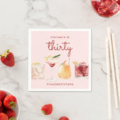 30th Birthday Watercolor Cocktail Napkins スタンダードカクテルナプキン (インサイチュ)