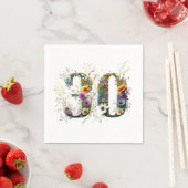 30th Birthday Wildflowers Happy Birthday スタンダードカクテルナプキン (インサイチュ)