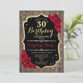 30th Birthday - Wood Red Roses 招待状 (スタンド正面)