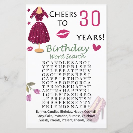 30th Birthday Word検索ゲーム (正面)