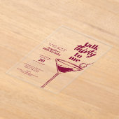 30th Cocktail Birthday Pink Talk Thirty To Me  アクリル招待状 (レイダウン)