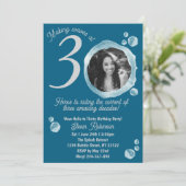 30th Dark Teal Bubbles Birthday Party Invitation 招待状 (スタンド正面)