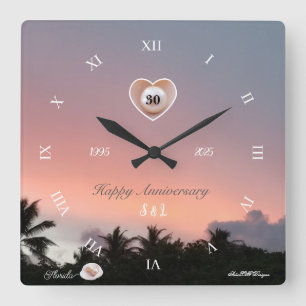 30th Pearl's Anniversaryをパーソナ結婚ライズ スクエア壁時計