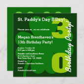 30th ST PATRICK Birthday Party Shamrock A01 招待状 (正面/裏面)