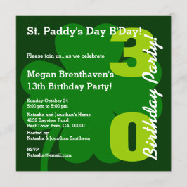 30th ST PATRICK Birthday Party Shamrock A01 招待状