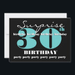 30th SUPLISE BIRTHDAYパーティー招待アクアブラック 招待状<br><div class="desc">このコンテンポラリーデザインは、30歳の招待状フォークのおもしろいお祝いです。カードの文字は完全にカスタマイズ可能です。右上隅の「紙オ違うプション」タクリックブで、を使用して招待状タイプを試すことができます。 このデザインは、氷で覆われた金属紙でお勧めします。このは、お与え客様のお招きで、フェスティバルのきらめくと輝きを楽しむことができます。</div>