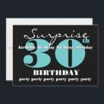 30th SUPLISE BIRTHDAYパーティー招待アクアブラック 招待状<br><div class="desc">このコンテンポラリーデザインは、30歳の招待状フォークのおもしろいお祝いです。カードの文字は完全にカスタマイズ可能です。右上隅の「紙オ違うプション」タクリックブで、を使用して招待状タイプを試すことができます。 このデザインは、氷で覆われた金属紙でお勧めします。このは、お与え客様のお招きで、フェスティバルのきらめくと輝きを楽しむことができます。</div>