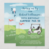 30th Surprise Birthday Party Men's Golf Theme 招待状 (正面/裏面)