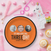 30th Three OH！写真の誕生日オレンジと黒 ペーパープレート (パーティー)