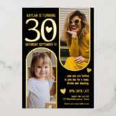 30th two arches birthday black金ゴールドハート 箔招待状 (正面)