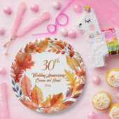 30th Wedding Anniversary Fall Floral ペーパープレート (パーティー)