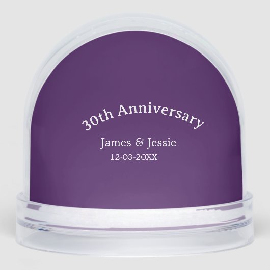 30th wedding anniversary name date purple simple  (正面)