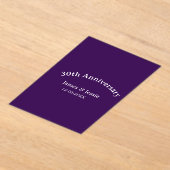 30th wedding anniversary name date purple simple  アクリル招待状 (レイダウン)