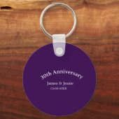 30th wedding anniversary name date purple simple  キーホルダー (正面)