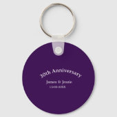 30th wedding anniversary name date purple simple  キーホルダー (裏面)
