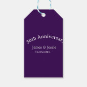 30th wedding anniversary name date purple simple  ギフトタグ (正面)