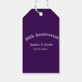 30th wedding anniversary name date purple simple  ギフトタグ (裏面)