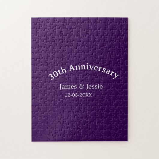 30th wedding anniversary name date purple simple  ジグソーパズル (縦)