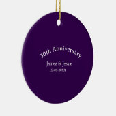 30th wedding anniversary name date purple simple  セラミックオーナメント (右)