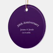 30th wedding anniversary name date purple simple  セラミックオーナメント (左)