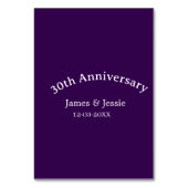 30th wedding anniversary name date purple simple  テーブルナンバー (裏面)