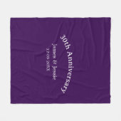 30th wedding anniversary name date purple simple フリースブランケット (正面(横))