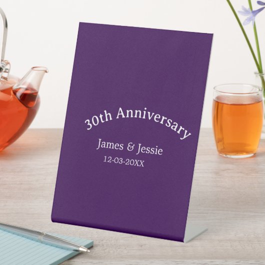 30th wedding anniversary name date purple simple  台座サイン (インサイチュ)