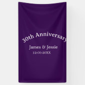 30th wedding anniversary name date purple simple  横断幕 (縦)