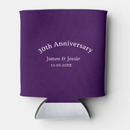 30th wedding anniversary name date purple simple  缶クーラー