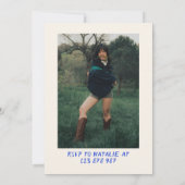 30thBlue Bow Hand Drawnコケット誕生日写真 招待状 (裏面)