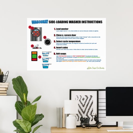 30x20 Wascomat Instruction Poster ポスター (ホームオフィス)