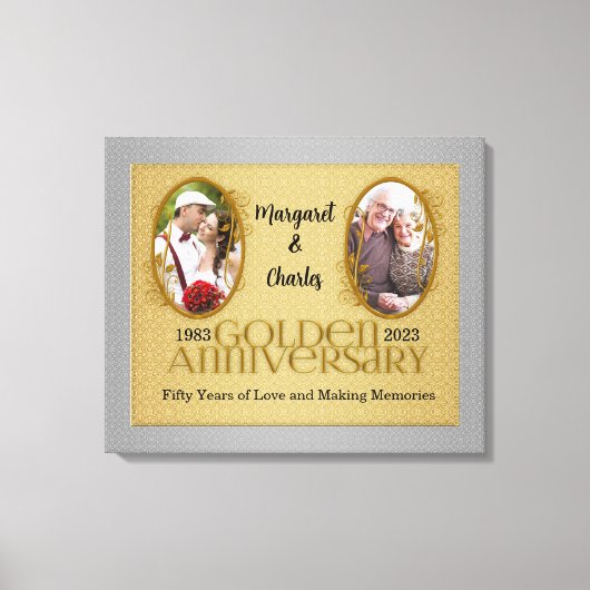 30x24 ゴールデン結婚記念日50周年フォトコラージュ キャンバスプリント (正面)