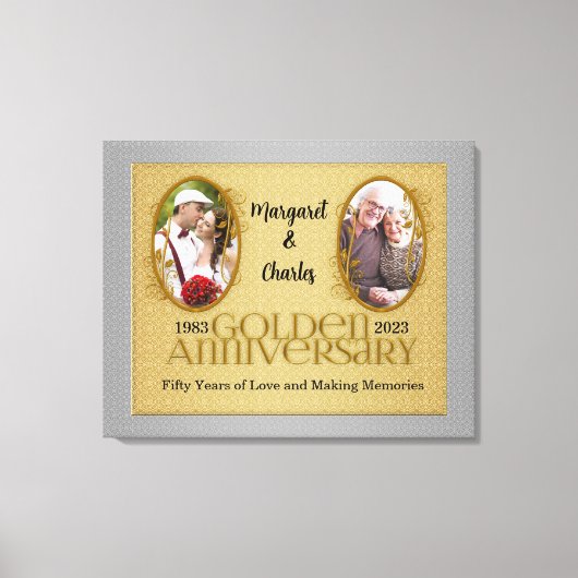 30x24 50thゴールデンアニバーサリー写真コラージュ キャンバスプリント (正面)