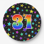 31イベント:はっきりした、おもしろい、レインボーカラフル31 ペーパープレート (正面)