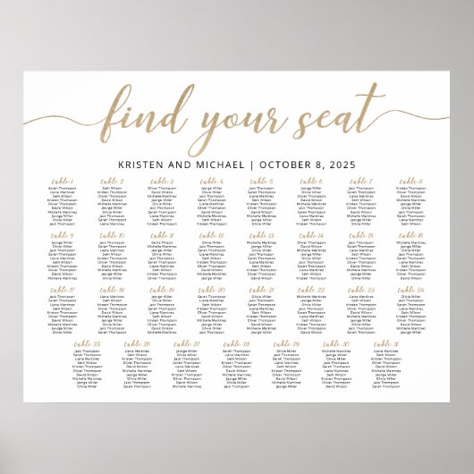 31テーブル席の座席一覧プランを見つける ポスター (正面)