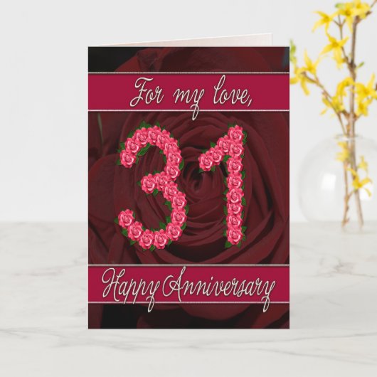 31周年記念カード(バラと葉付き) カード (黄色い花)