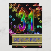 31回目の誕生日パーティーの招待(バブル付き) 招待状 (正面/裏面)