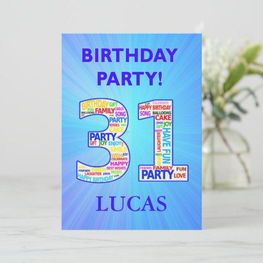 31回誕生日パーティーの招待状の名前の追加 招待状 (スタンド正面)