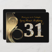 31日,誕生日招待状,数値ダイヤモンド,写真 招待状 (正面/裏面)