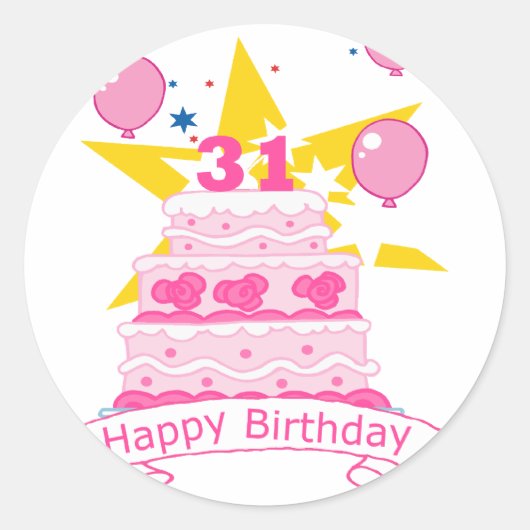 31歳お誕生日ケーキ ラウンドシール (正面)