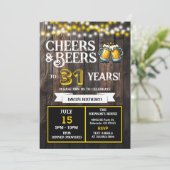 31歳のバックヤードBBQバースデーおめでとう Cheers+and+Beers 招待状 (スタンド正面)