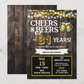 31歳のバックヤードBBQバースデーおめでとう Cheers+and+Beers 招待状 (正面/裏面)