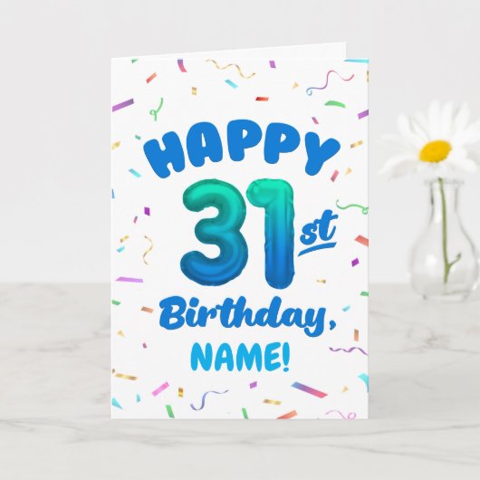 31歳の誕生日おめでとう カスタムネームカード カード (小さな植物)